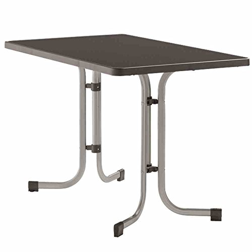 Sieger 233/A Boulevard-Klapptisch mit mecalit-Pro-Platte 115 x 70 cm, Stahlrohrgestell graphit, Tischplatte Schieferdekor anthrazit von SIEGER