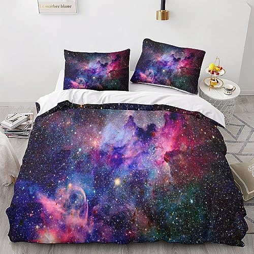 Starry Sky 3D Bedding Set Universe Duvet Covers Pillowcases Duvet Cover Soft Microfiber Bed Linen Set for Teens and Adults Double（200x200cm） von SIEHAM