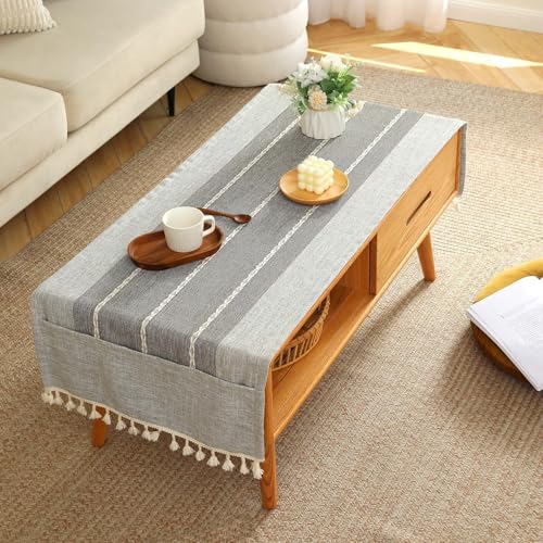 SIELUNO Couchtisch-Abdeckung, Bauernhaus-Stil, graue Streifen, 71,1 x 162,2 cm SIELUNO Couchtisch-Abdeckung, Bauernhaus-Stil, graue Streifen, 71,1 x 162,2 cm von SIELUNO