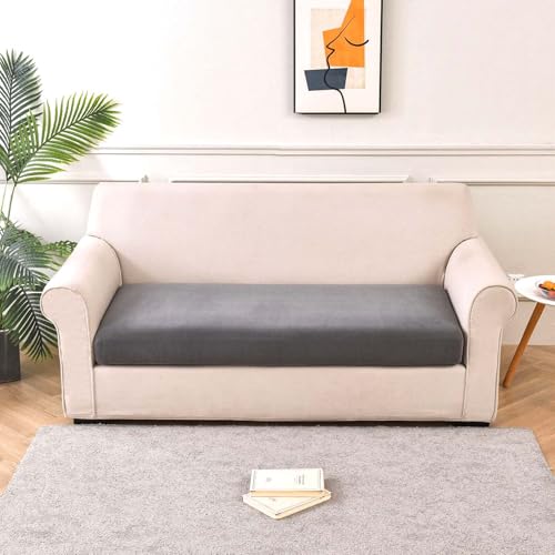 SIELUNO Samt-Stretch-Couch-Kissenbezüge, L-Form, separates Kissen, Couch, Chaiselbezug, elastischer Möbelschutz, Grau, 2-Sitzer SIELUNO Samt-Stretch-Couch-Kissenbezüge, L-Form, separates Kissen, Couch, Chaiselbezug, elastischer Möbelschutz, Grau, 2-Sitzer von SIELUNO