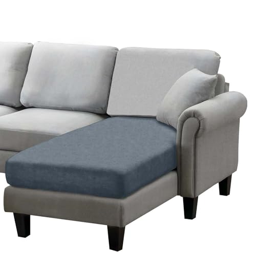 SIELUNO Samt-Stretch-Couch-Kissenbezüge, L-Form, separates Kissen, Couch, Chaiseliebezug, elastischer Möbelschutz, Graublau, Chaiselsitz von SIELUNO