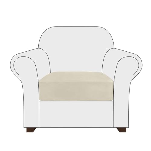 SIELUNO Samt-Stretch-Couch-Kissenbezüge, L-Form, separates Kissen, Couch, Chaiselierbezug, elastischer Möbelschutz, cremefarben, Einzelsitz SIELUNO Samt-Stretch-Couch-Kissenbezüge, L-Form, separates Kissen, Couch, Chaiselierbezug, elastischer Möbelschutz, cremefarben, Einzelsitz von SIELUNO