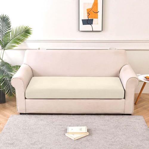 SIELUNO Samt-Stretch-Couch-Kissenbezüge, L-Form, separates Kissen, Couch, Chaiseliere, elastischer Möbelschutz, Cremeweiß, 2-Sitzer SIELUNO Samt-Stretch-Couch-Kissenbezüge, L-Form, separates Kissen, Couch, Chaiseliere, elastischer Möbelschutz, Cremeweiß, 2-Sitzer von SIELUNO