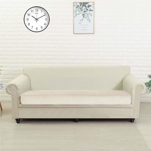 SIELUNO Samt-Stretch-Couch-Kissenbezüge, L-Form, separates Kissen, Couch, Chaiseliere, elastischer Möbelschutz, cremefarben, 3-Sitzer SIELUNO Samt-Stretch-Couch-Kissenbezüge, L-Form, separates Kissen, Couch, Chaiseliere, elastischer Möbelschutz, cremefarben, 3-Sitzer von SIELUNO