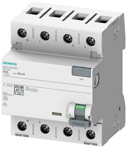 Siemens 5SV33446KL FI-Schutzschalter 3P+N N-links TypA 30mA 40A 400V von SIEMENS
