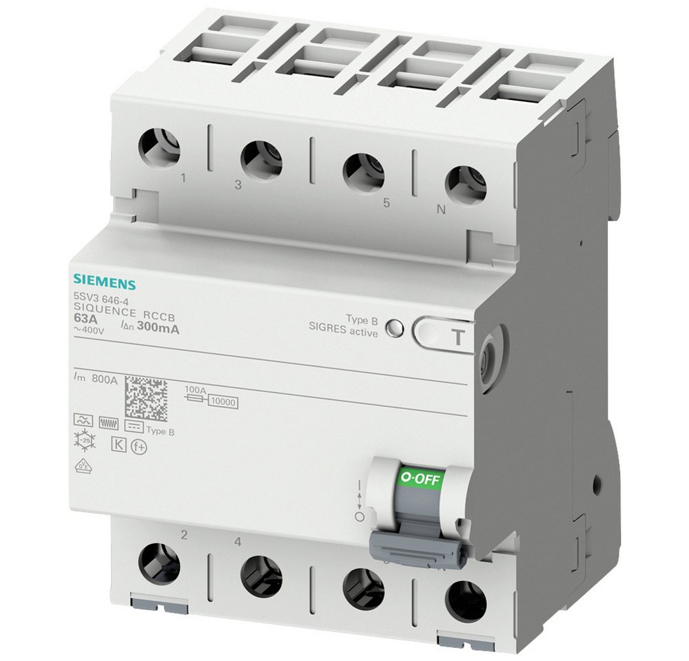 SIEMENS Sicherheitsrelais Siemens 5SV33444 5SV3344-4 Fehlerstrom-Schutzschalter B 4polig 40 A von SIEMENS