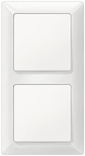 SIEMENS - Siemens Komplettset Lichtschalter - 2x Lichtschaltereinsätze, Wippe & 2-fach Rahmen in titanweiß, für Unterputz, 5TA2156, 5TG6201, 5TG2552-0 von SIEMENS