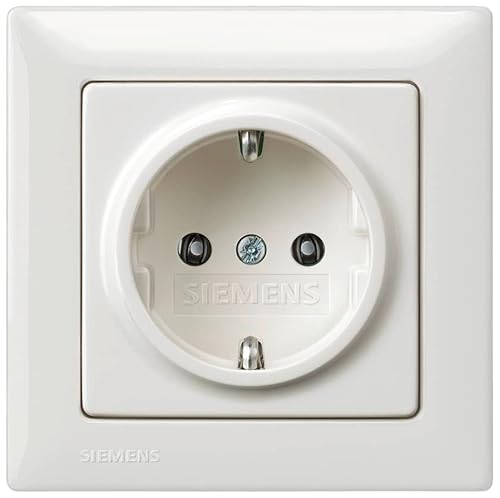 SIEMENS - Siemens Komplettset Steckdose - SCHUKO-Steckdoseneinsatz & 1-fach Rahmen in titanweiß, für Unterputz, 5UB1511, 5TG2551-0 von SIEMENS