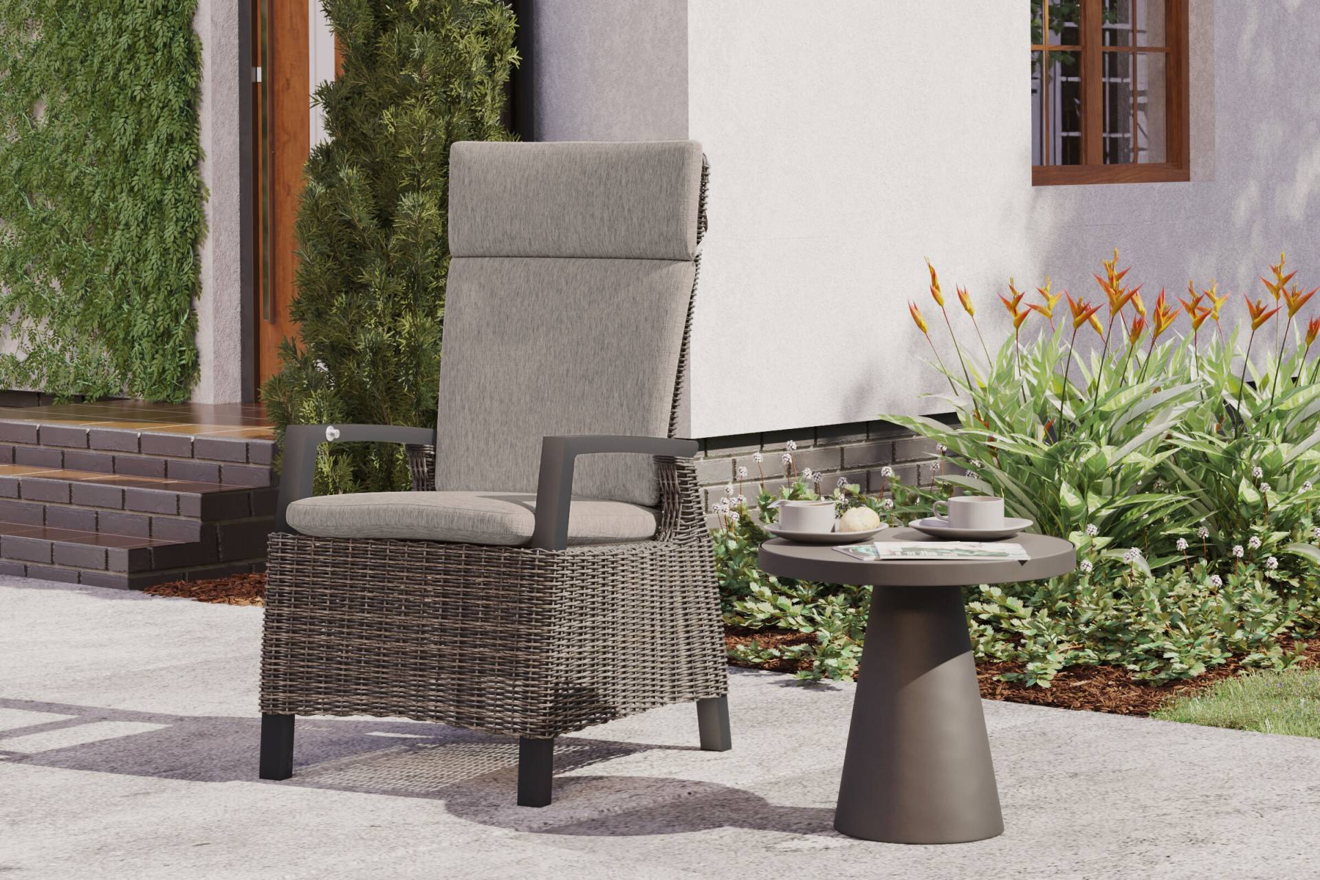 SIENA GARDEN Corido Dining Sessel, charcoal, Alu / Gardino®-Geflecht, 76 x 62 x 109 cm, verstellbar von Siena Garden