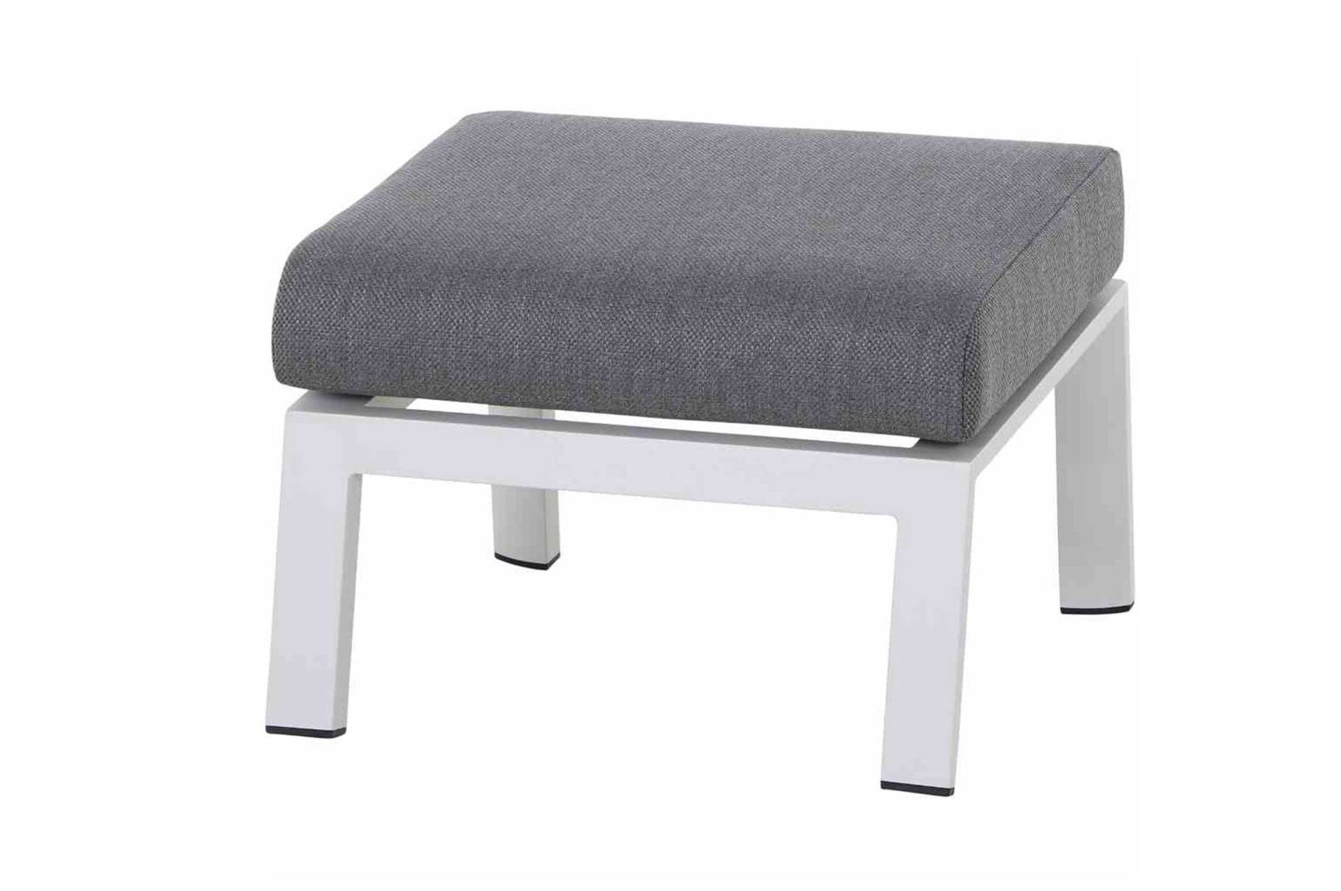 SIENA GARDEN Valencia Loungehocker, matt weiß-grau/stone grey, Alu/Ranotex®-Gewebe, 59x60x43 cm von Siena Garden