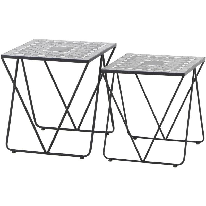 Siena Garden Beistelltisch-Set Como 2-tlg. 51 x 51 x 56 + 46 x 46 x 51 cm Grau von SIENA GARDEN