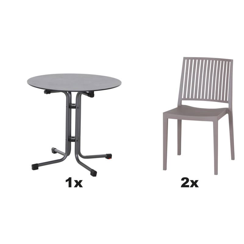 Siena Garden Gartenmöbel Set Lane 3-teilig Ø 80 cm x 71 cm Taupe von SIENA GARDEN