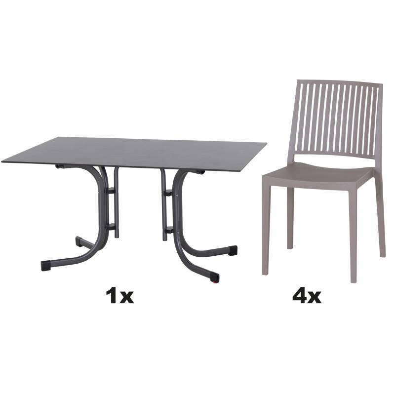 Siena Garden Gartenmöbel Set Lane 5-teilig 140 cm x 90 cm Taupe von SIENA GARDEN