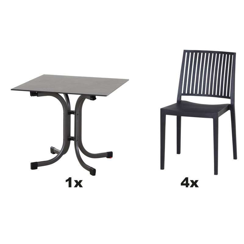 Siena Garden Gartenmöbel Set Lane 5-teilig 80 cm x 71 cm Anthrazit von SIENA GARDEN