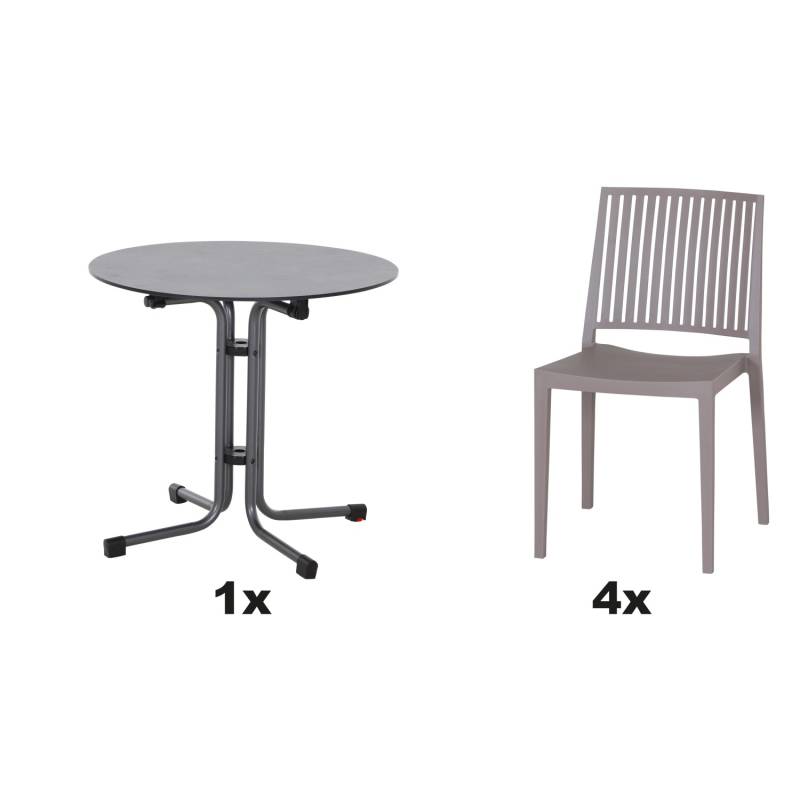 Siena Garden Gartenmöbel Set Lane 5-teilig Ø 80 cm x 71 cm Taupe von SIENA GARDEN