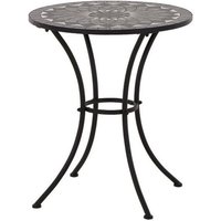 Siena Garden - Tisch Como rund ø 60cm Gestell aus Stahl in matt schwarz, Tischplatte aus Keramik in dunkelgrau von SIENA GARDEN