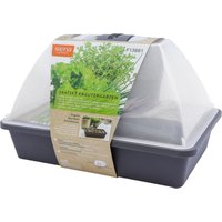 Siena Garden - Zimmergewächshaus-Set 'Kräutergarten', anthrazit, 29 x 19 x 19 cm mit Abdeckhaube / Belüftungsschieber / Mini-Schaufel & Rechen / 3 von SIENA GARDEN