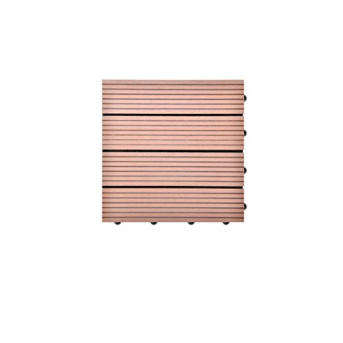 SIENOC Terrassen-Fliese aus WPC Kunststoff, Einzelfliese, Garten-Fliese,Balkon Bodenbelag mit Drainage Unterkonstruktion (30x30 cm, Hellbraun) von SIENOC