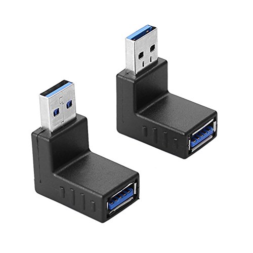 SIENOC USB 3.0 Winkel Adapter - 90° Grad Winkeladapter - A-Stecker zu A-Buchse - kompatibel mit Allen USB Kabeln - optimale Kabelführung (up+down Winkel (A Stecker zu A Buchse)) von SIENOC