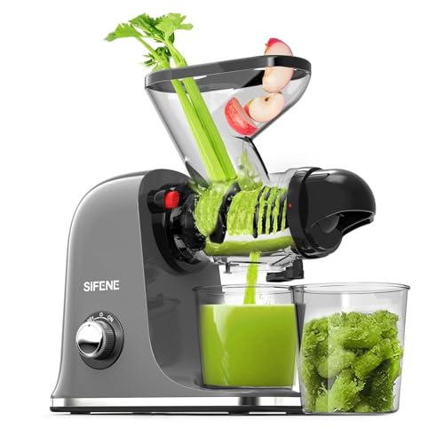 SiFENE Entsafter Gemüse und Obst Testsieger, Dual-Kaliber, Non-Clog, Elektrischer Saftpresse, Zartes Zerkleinern ohne Filtern. BPA freie Cold Press Juicer von SIFENE