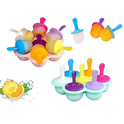 SIGANDG Eisformen Eis Am Stiel,Mini Eis Am Stiel Silikonform 14 Mulden,Diy-EiswüRfelform Mit Bunten KunststoffstäBchen,Bpa Frei,Eiscreme-Form,FöRmchen FüR Gefrorenes Obst Oder Joghurt(2pcs) von SIGANDG