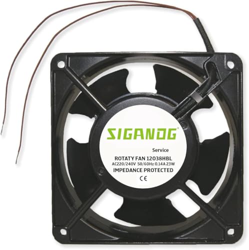 SIGANDG Holzofenventilator, Axialventilator für Kaminkassetten mit hoher Temperatur, kamin ventilator, aus Metall (120 x 120 x 38 mm) von SIGANDG