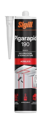 Sigill - Pigarapid 190 Weiß, 300 ml Kartusche, Acryl-Dichtstoff für Dekorateure, überstreichbar in 15 Minuten, für Risse und Fugen auf Mauerwerk, Putz, Holz und Gipskartonplatten Sigill - Pigarapid 190 Weiß, 300 ml Kartusche, Acryl-Dichtstoff für Dekorateure, überstreichbar in 15 Minuten, für Risse und Fugen auf Mauerwerk, Putz, Holz und Gipskartonplatten von SIGILL