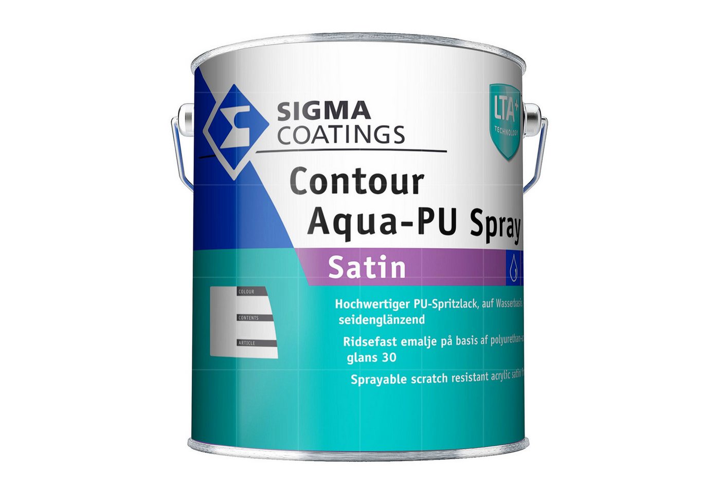 SIGMA Coatings Acryl-Buntlack CONTOUR AQUA-PU SPRAY SATIN - 2.5 LTR (WEISS) von SIGMA Coatings