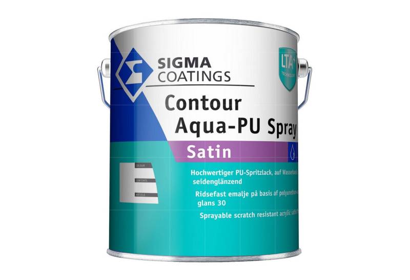 SIGMA Coatings Acryl-Buntlack CONTOUR AQUA-PU SPRAY SATIN - 2.5 LTR (WEISS) von SIGMA Coatings