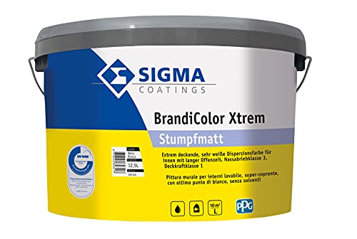 SIGMA Brandicolor Xtreme, 12,5L Innenwandfarbe, weiss, hochdeckend, stumpfmatt. von Sigma Coatings