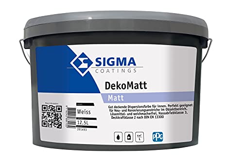 SIGMA Deko Matt weiss, 12,5L - Wirtschaftliche, gut deckende Innen-wandfarbe auf allen im Innenbereich üblichen Untergründen. von SIGMA Coatings