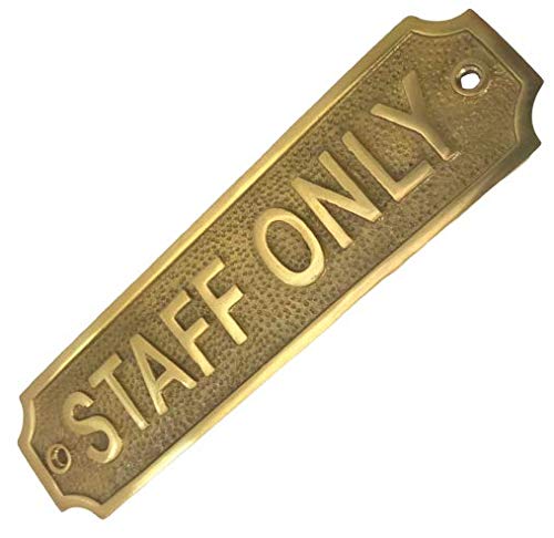 Retro-Schild mit Aufschrift "STAFF ONLY", antiker Stil, Messing, Café, mit Schrauben, Café, Restaurant, Büro Retro-Schild mit Aufschrift "STAFF ONLY", antiker Stil, Messing, Café, mit Schrauben, Café, Restaurant, Büro von Sign