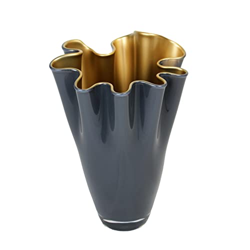 SIGNATURE HOME COLLECTION Glasvase Gold grau Blumenvase mundgeblasen 21 x 21 x 30 cm, CO-17-RG-LM von SIGNATURE HOME COLLECTION