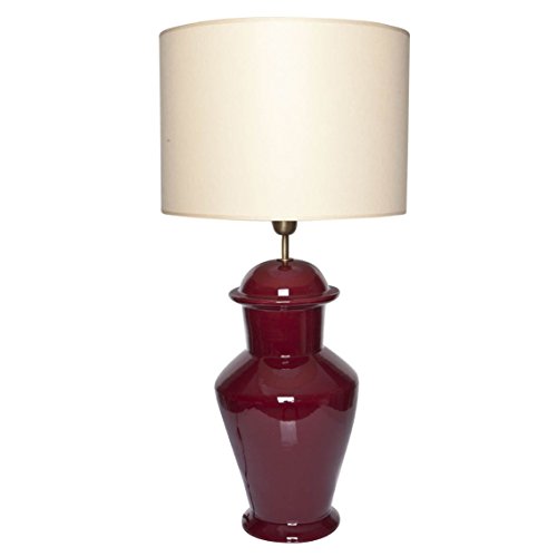 SIGNATURE HOME COLLECTION Keramiklampe mit Stoffschirm, Tischlampe, 40 x 40 x 78 centimeters, Keramik rot, Schirm in creme CI-RX/3000/2+CO-SI-A410-89 von SIGNATURE HOME COLLECTION