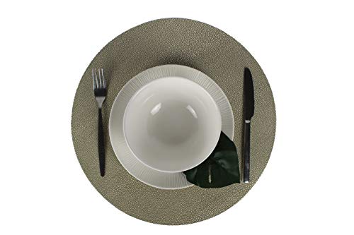 Tischset 6-er Set rund Rochenhaut Kunstleder zweifarbig grau & grün abwischbar 38 cm von SIGNATURE HOME COLLECTION