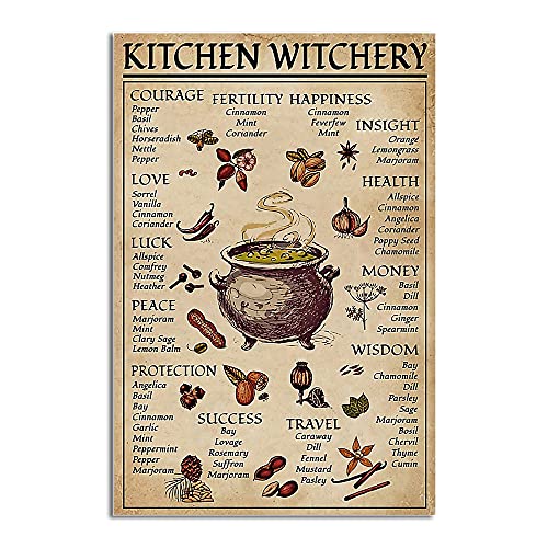 SIGNCHAT Kitchen Witchery Witches Witches Witches Magic Knowledge Magic Lover Gift Kitchen Segen Weihrauch Wanddekoration Poster Metall Blechschild 14 x 19,8 cm von SIGNCHAT
