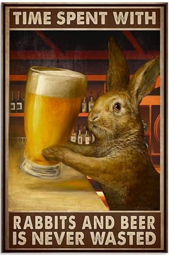 SIGNCHAT Metallschild "Time Spent With Rabbit And Beer Is Never Wasted", 20,3 x 30,5 cm von SIGNCHAT