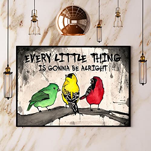 SIGNCHAT Metallschild mit drei kleinen Vögeln "Every Little Thing Is Gonna Be Alright", 20,3 x 30,5 cm von SIGNCHAT