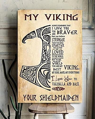 SIGNCHAT Metall-Blechschild "My Viking I Love You", Geschenk für Ihre Schildmädchen, 20,3 x 30,5 cm von SIGNCHAT