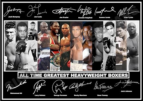 SIGNED BY THE STARS Kunstdruck mit Autogramm von All Time Greatest Heavyweight Boxers, Motiv: Boxing Muhammad Ali, Mike Tyson etc. (A4, 29,7 x 21 cm) von SIGNED BY THE STARS