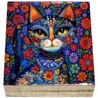 Dekorative Katzenbox aus Holz – Mehrfarbiges Design – Ideal für Ordnung und Dekoration zu Hause Dekorative Katzenbox aus Holz – Mehrfarbiges Design – Ideal für Ordnung und Dekoration zu Hause von SIGNES GRIMALT