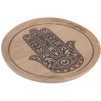 Kleines ethnisches Fatima-Handtablett aus Holz zur Dekoration Kleines ethnisches Fatima-Handtablett aus Holz zur Dekoration von SIGNES GRIMALT