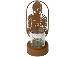 Portavelas Dekoration Buddha mit Glashaltern mit Glas- und braunen Haltern 27x10x12cm 27532 - Marrón - Signes Grimalt von SIGNES GRIMALT