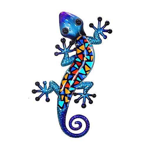 SIGNES GRIMALT Gecko Wanddekoration, Blau und Rot, Metall und Glas, Modell Arty Glass, Höhe 39 cm von SIGNES GRIMALT