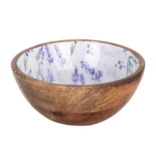 SIGNES GRIMALT Großer Korb aus Mangoholz: Motiv Lavendelzweige der Provence, Durchmesser 20 cm von SIGNES GRIMALT