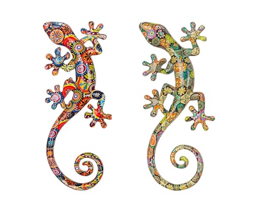 SIGNES GRIMALT Set mit 2 Geckos aus Kunstharz, Wanddeko oder zum Aufstellen, Modell Tropik, H 16 cm von SIGNES GRIMALT