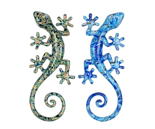 SIGNES GRIMALT Set mit 2 Geckos aus Kunstharz, Wanddeko oder zum Aufstellen, Modell Tropik, H 16 cm von SIGNES GRIMALT