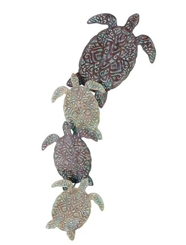 SIGNES GRIMALT Wanddeko Meer: Bank mit vier Meeresschildkröten aus Metall, H 70 cm von SIGNES GRIMALT