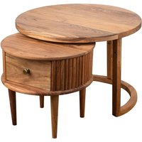 Set mit 2 Beistelltischen aus Akazienholz Set mit 2 Beistelltischen aus Akazienholz von SIGNES GRIMALT