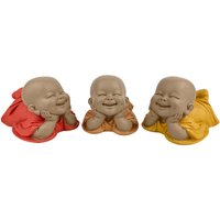 Signes Grimalt - Monje 3U Buddhas Orange Buddha-Figur – 9 x 15 x 11 cm für Innen- und Außendekoration - Naranja von SIGNES GRIMALT